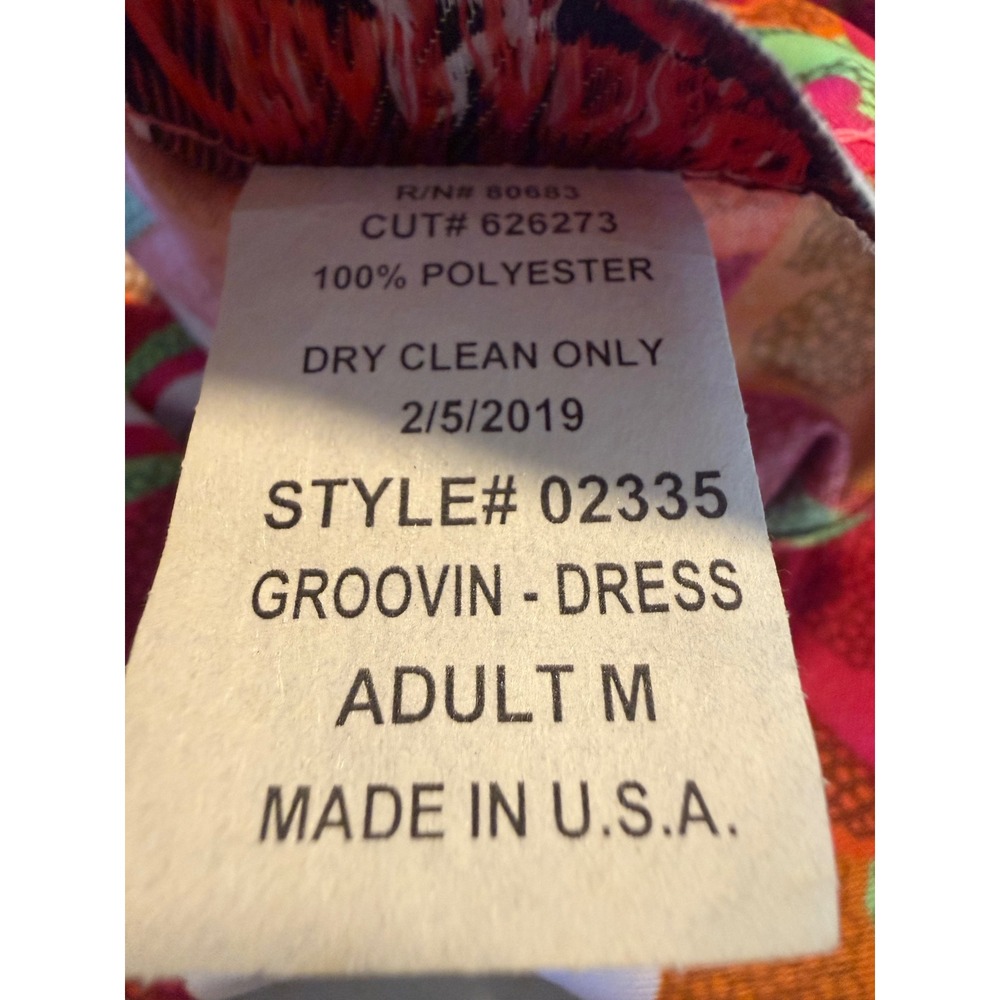 Charades Groovin Dress Pink Orange Floral Bell hippie Retro 60s 70s Costume M - Picture 6 of 7